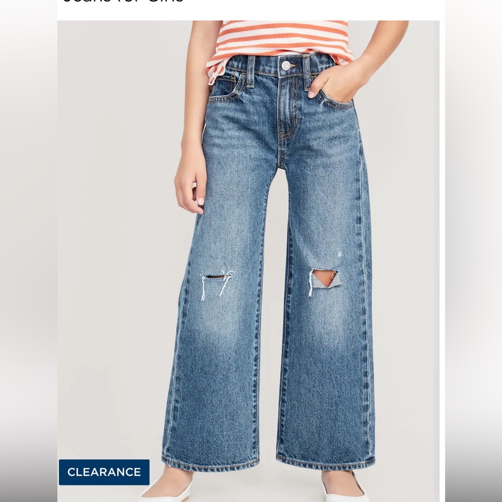 BUNDLE TWO PAIRS Old Navy Girls High Rise Baggy Wide Leg Jeans